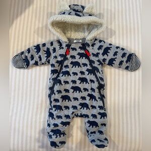 Baby Boden Navy Bear Print Footie